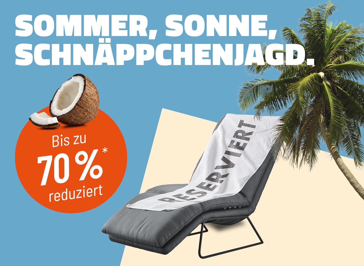 Sommer, Sonne, Schnäppchenjagd. Dein Hitzebonus von 70% Rabatt bei Franke Home Company.