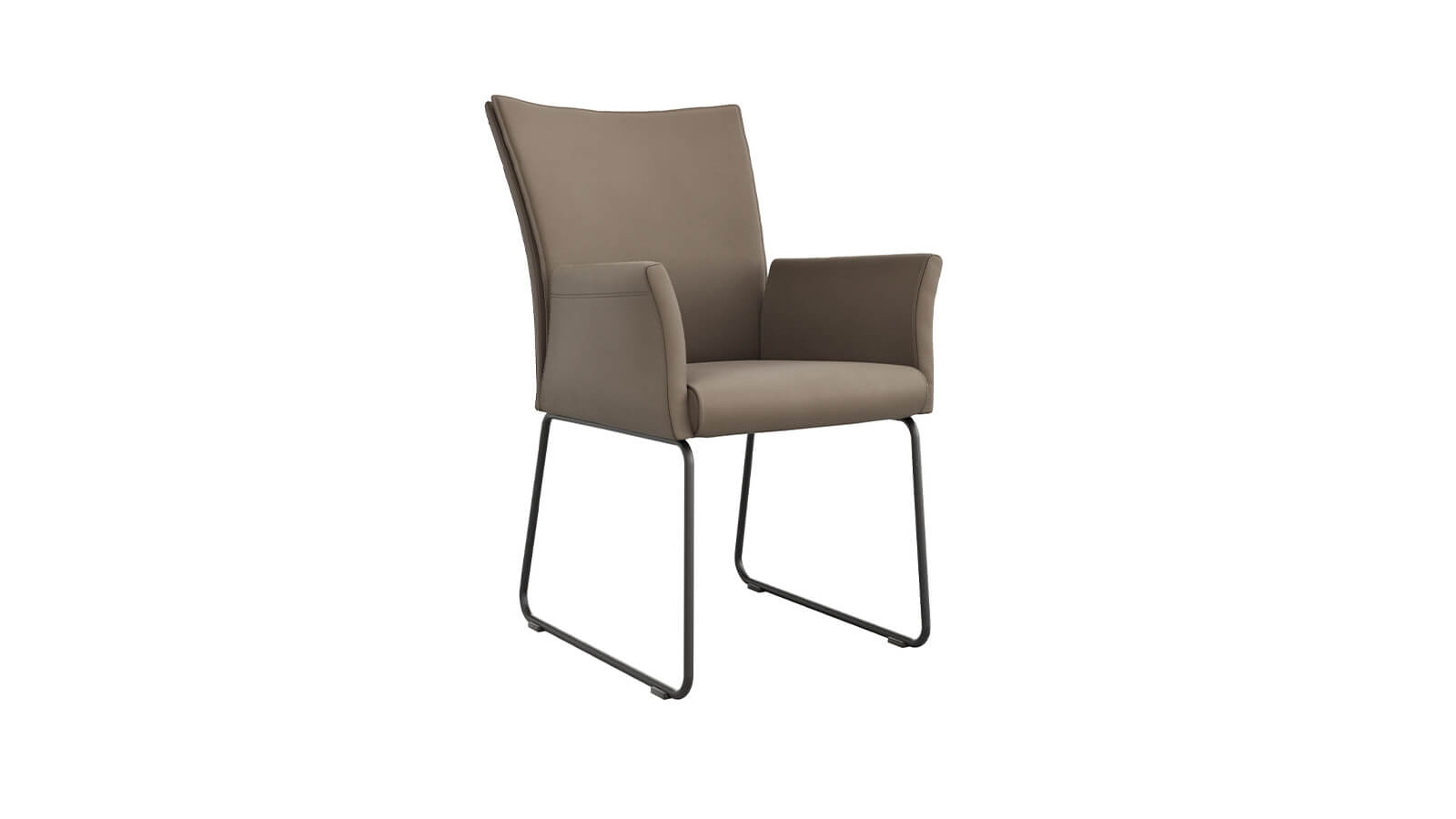 Armlehnstuhl Florea in Mocca aus Leder von Global Comfort – eleganter, gepolsterter Stuhl mit Armlehnen, hochwertigem Lederbezug und modernem Design für Esszimmer und Wohnbereich