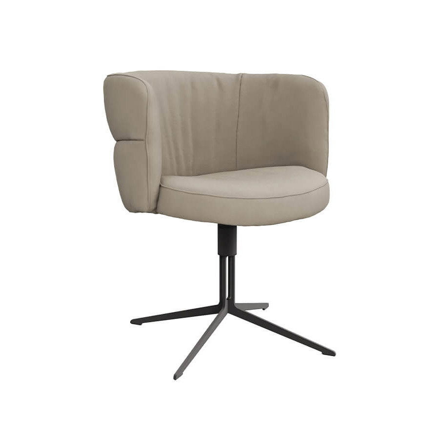 Armlehnstuhl Milana aus Leder in Offwhite, drehbar, ideal für Wohnzimmer oder Büro