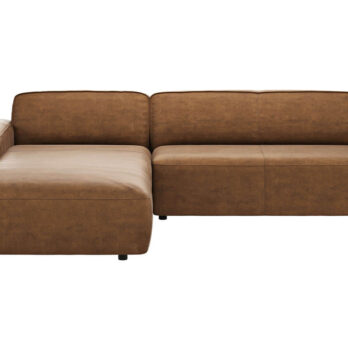 Großzügiges Ecksofa Natura Denver in Braun mit Longchair links und zeitlosem Wohnstil