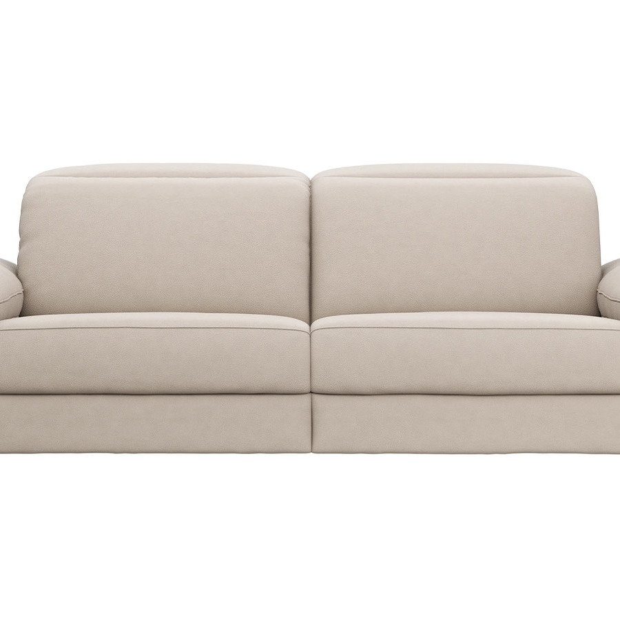 Sofa Rafaela 2.0 2,5 Sitzer aus Leder in Champagner mit verstellbarem Kopfteil bequem und modern