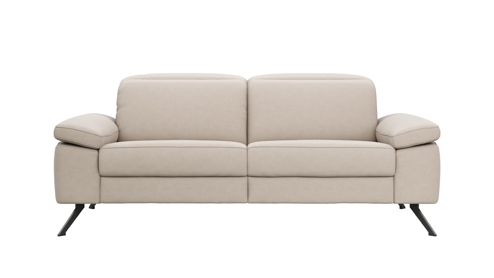 Sofa Rafaela 2.0 2,5 Sitzer aus Leder in Champagner mit verstellbarem Kopfteil bequem und modern