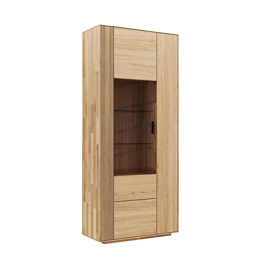 Vitrine Estana aus massiver Eiche – hochwertige Glasvitrine in verschiedenen Ausführungen