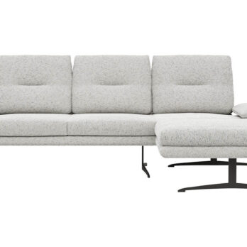 Modernes Ecksofa Lucero 2.0 in Offwhite mit Sitztiefenverstellung und schwarzen Metallkufen