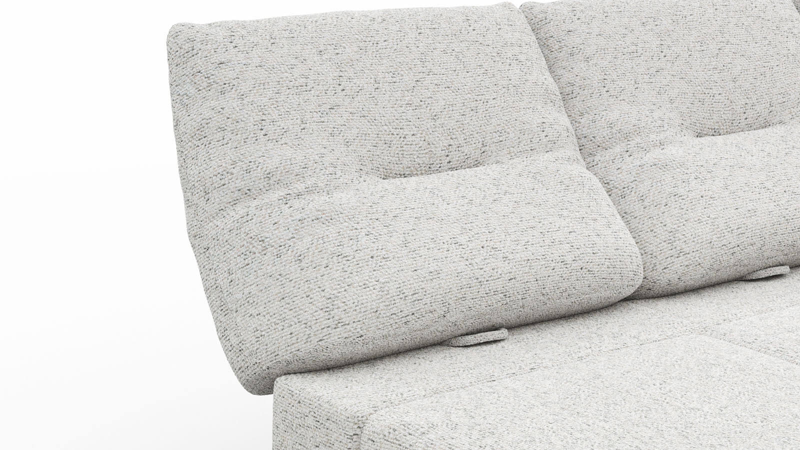 Modernes Ecksofa Lucero 2.0 in Offwhite mit Sitztiefenverstellung und schwarzen Metallkufen