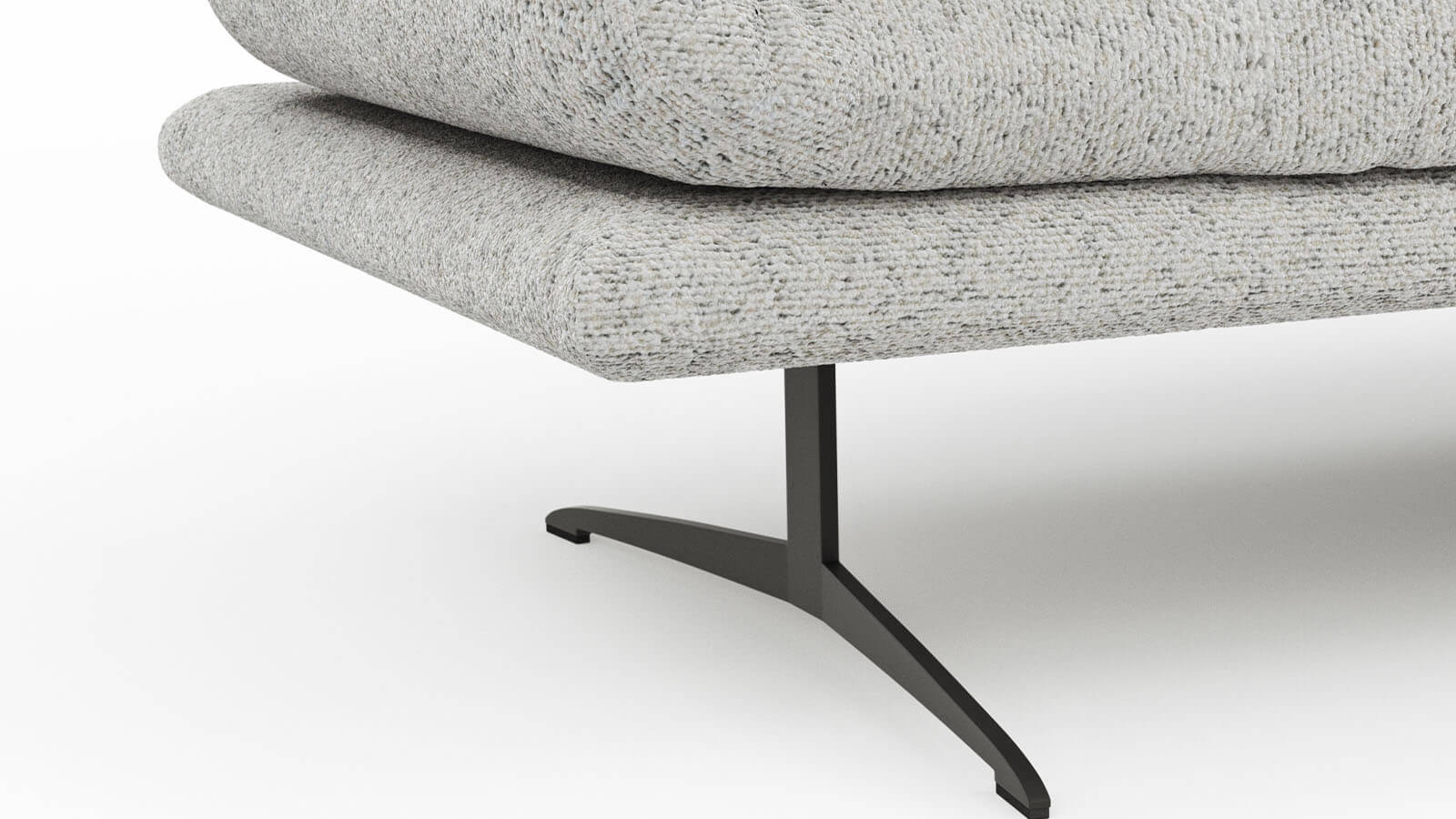 Modernes Ecksofa Lucero 2.0 in Offwhite mit Sitztiefenverstellung und schwarzen Metallkufen
