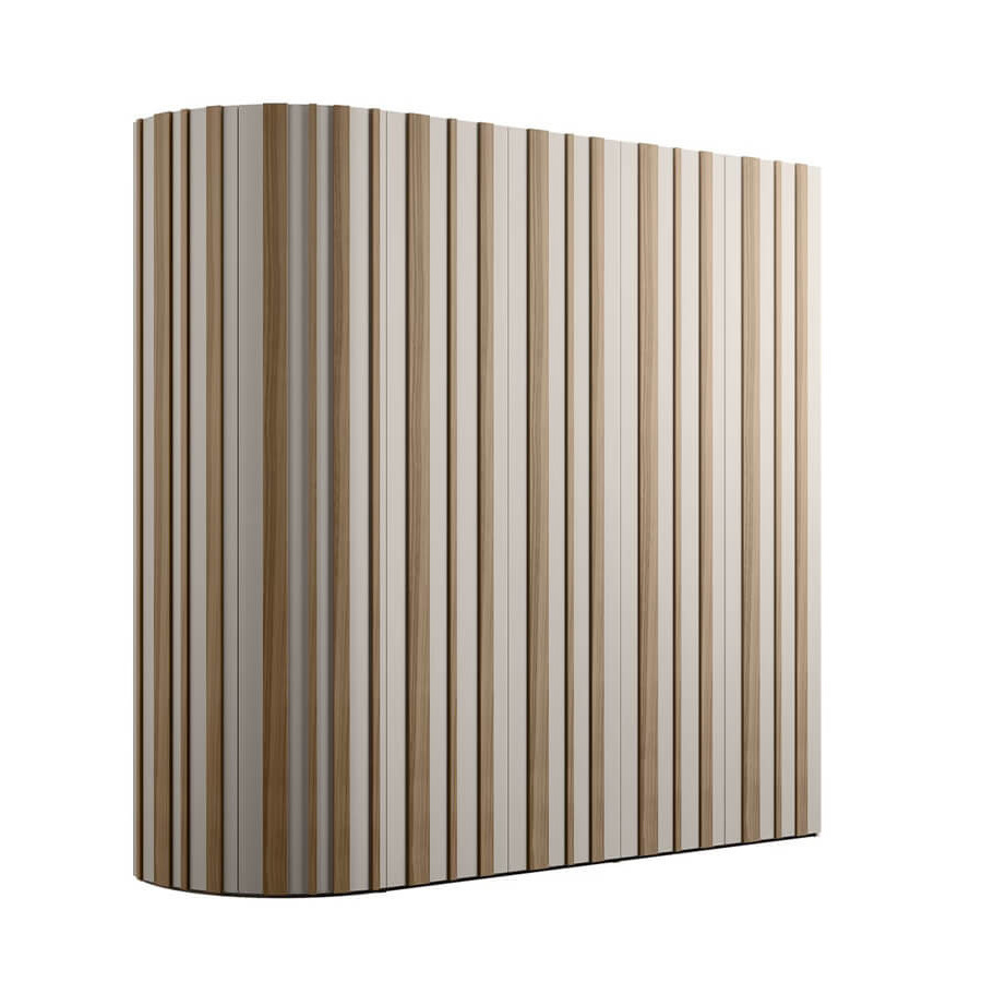 Drehtürenschrank Solina Stave Lack matt Taupe furniert Nussbaum Bianco Global Family moderner Kleiderschrank stilvolles Schlafzimmermöbel großzügiger Stauraum
