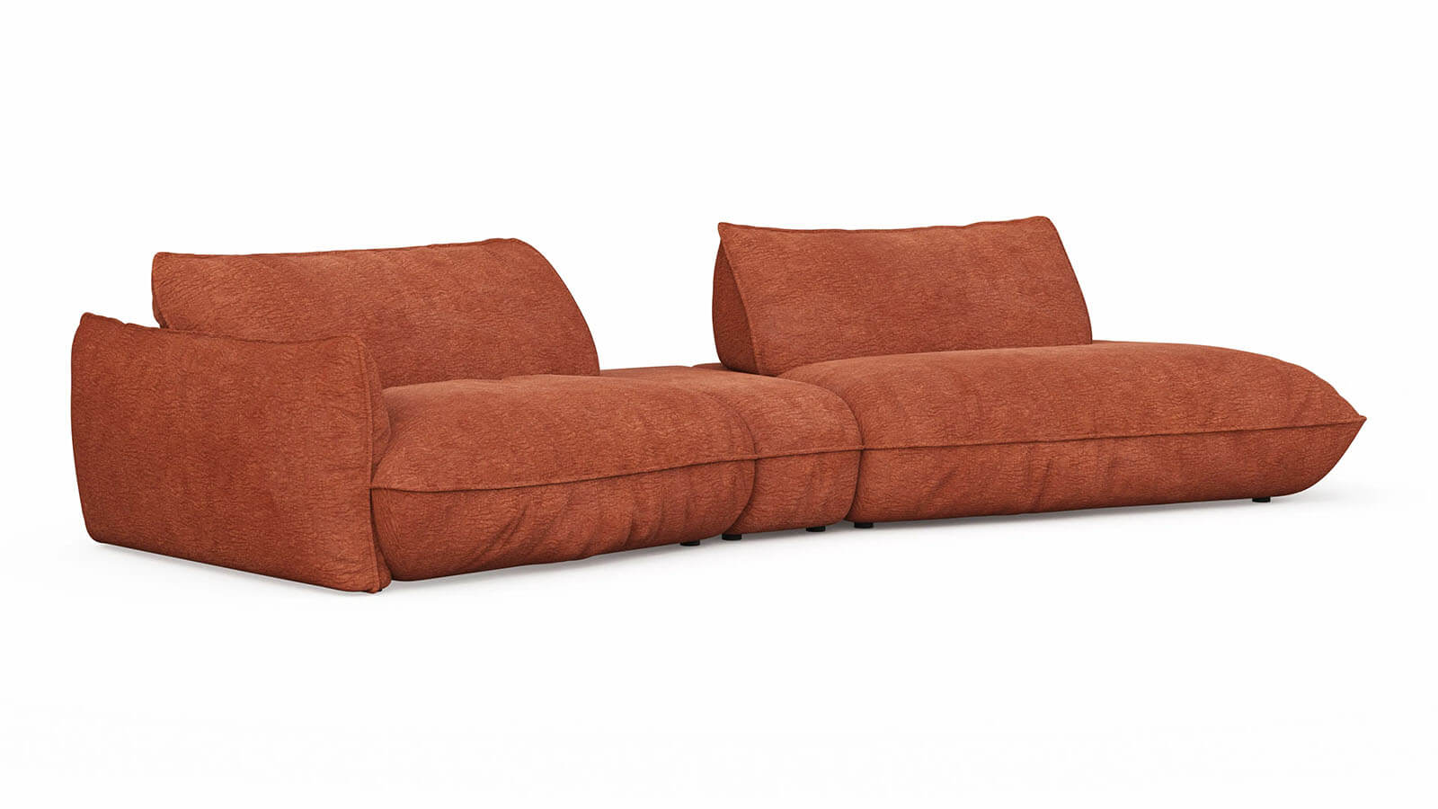 Modernes Sofa in Kupfer mit weicher Polsterung und verstellbarer Rückenlehne