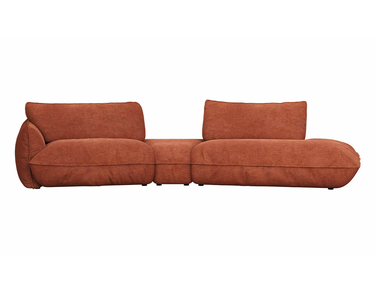 Modernes Sofa in Kupfer oder Taupe mit weicher Polsterung und verstellbarer Rückenlehne