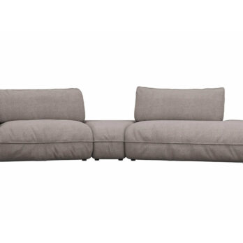Großes Stoffsofa in Taupe mit klaren Linien und bodennahem Design