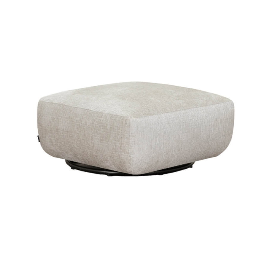 Hocker Lilaia von Natura Home in Creme mit Stoffbezug und schwarzem Metallgestell im modernen Wohnstil