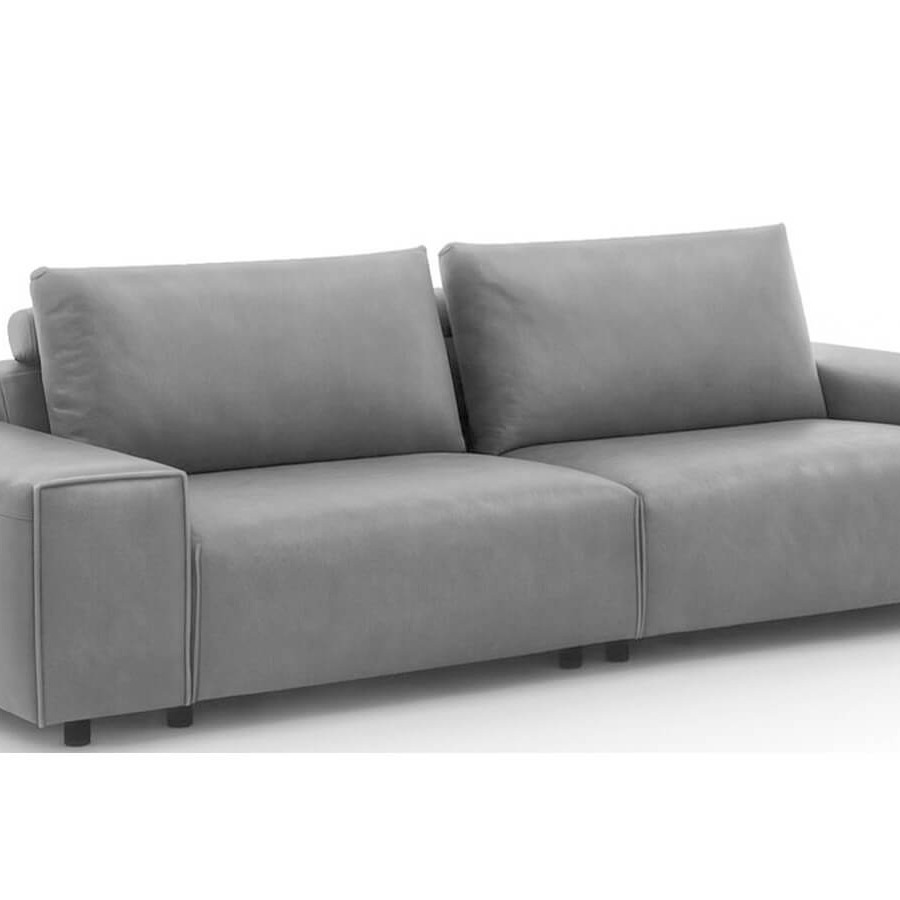 Modernes 3-Sitzer Ledersofa Sorano in Schlamm im Wohnzimmer