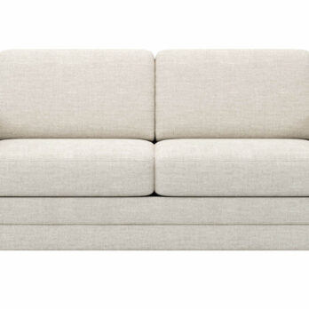 Modernes 2-Sitzer Schlafsofa Lakeville 1 von Natura Home in Natur mit weichem Stoffbezug, Schlaffunktion, Kaltschaummatratze, Lattenrost und Holzfüßen aus Eiche massiv für Wohn- und Gästezimmer