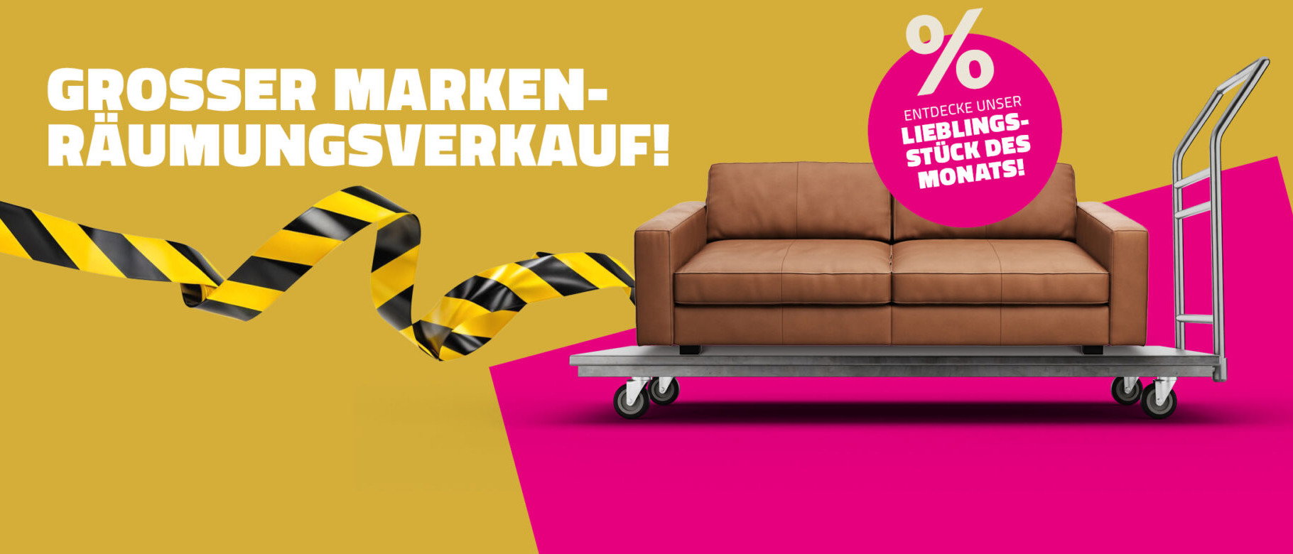 Header Möbelabverkauf. Großer Marken-Räumungsverkauf.