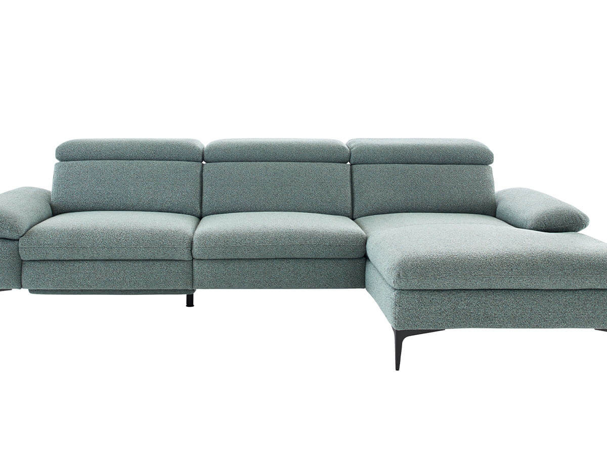 Ecksofa Felipa in Graugrün mit Longchair und Relaxfunktion
