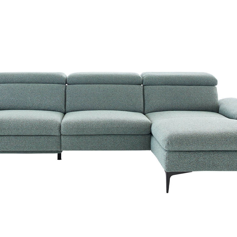 Ecksofa Felipa in Graugrün mit Longchair und Relaxfunktion