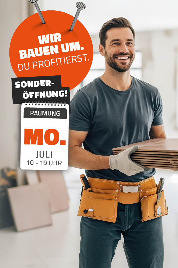 Header. Wir bauen um. Du profitierst von unserem Lärmbonus. Bei Franke Home Company in Lübeck.