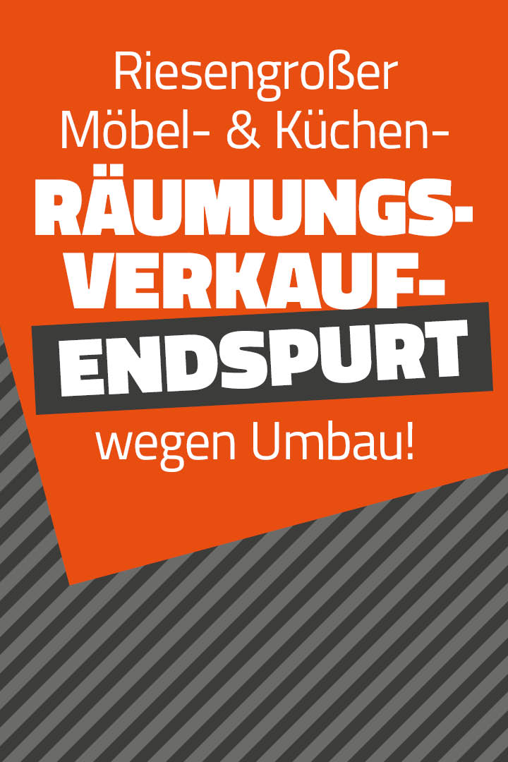 Mobile Header Riesengroßer Möbel- & Küchen-Räumungsverkauf-Endspurt wegen Umbau bei Franke Home Company